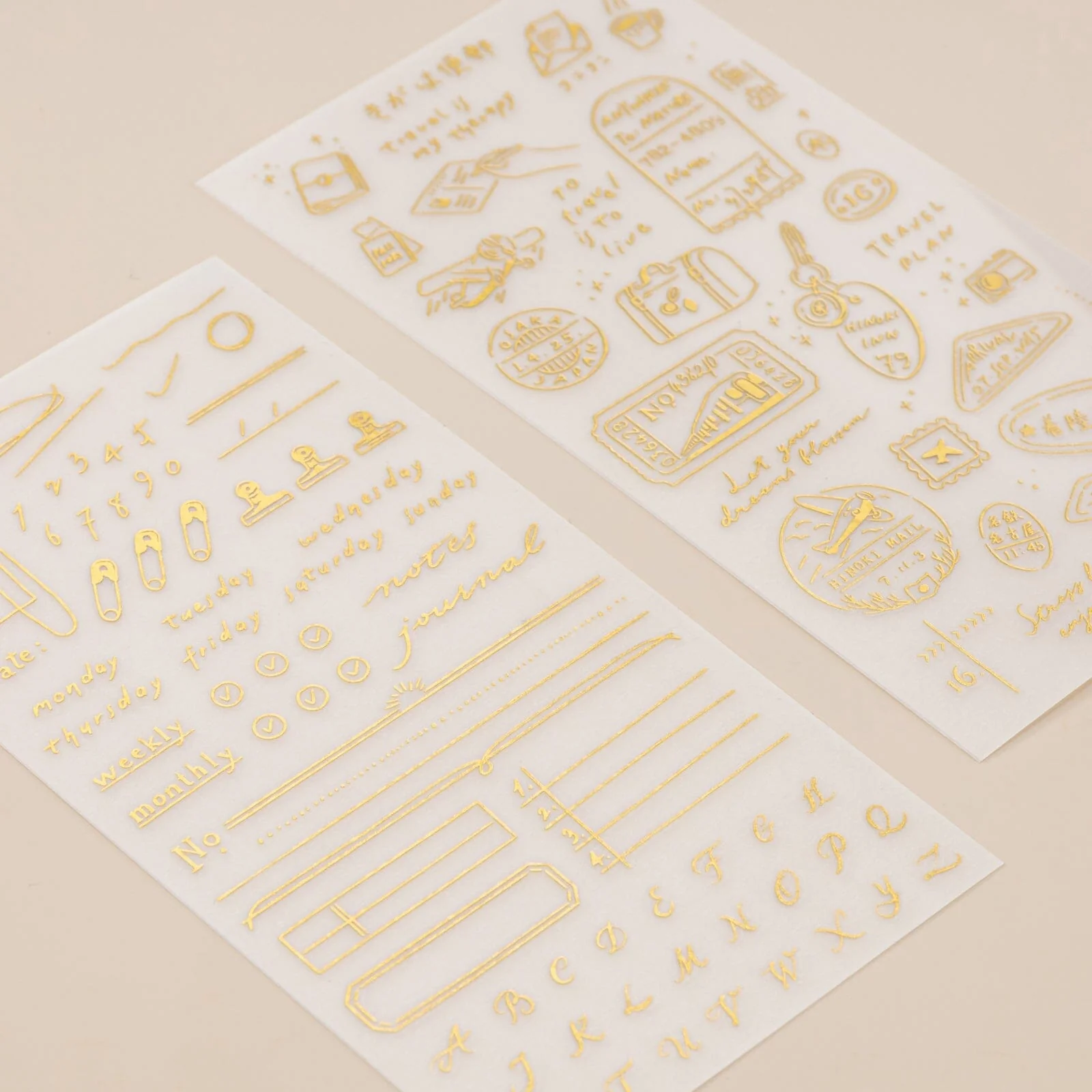 Hinoki - ‘Daily Essentials’ Gold Foil Print-On Sticker Set - Image 10
