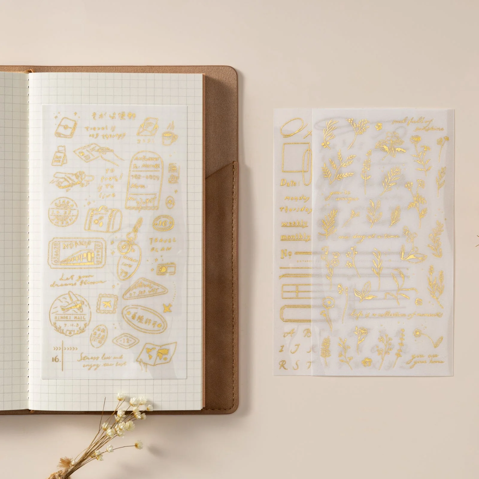 Hinoki - ‘Daily Essentials’ Gold Foil Print-On Sticker Set - Image 11