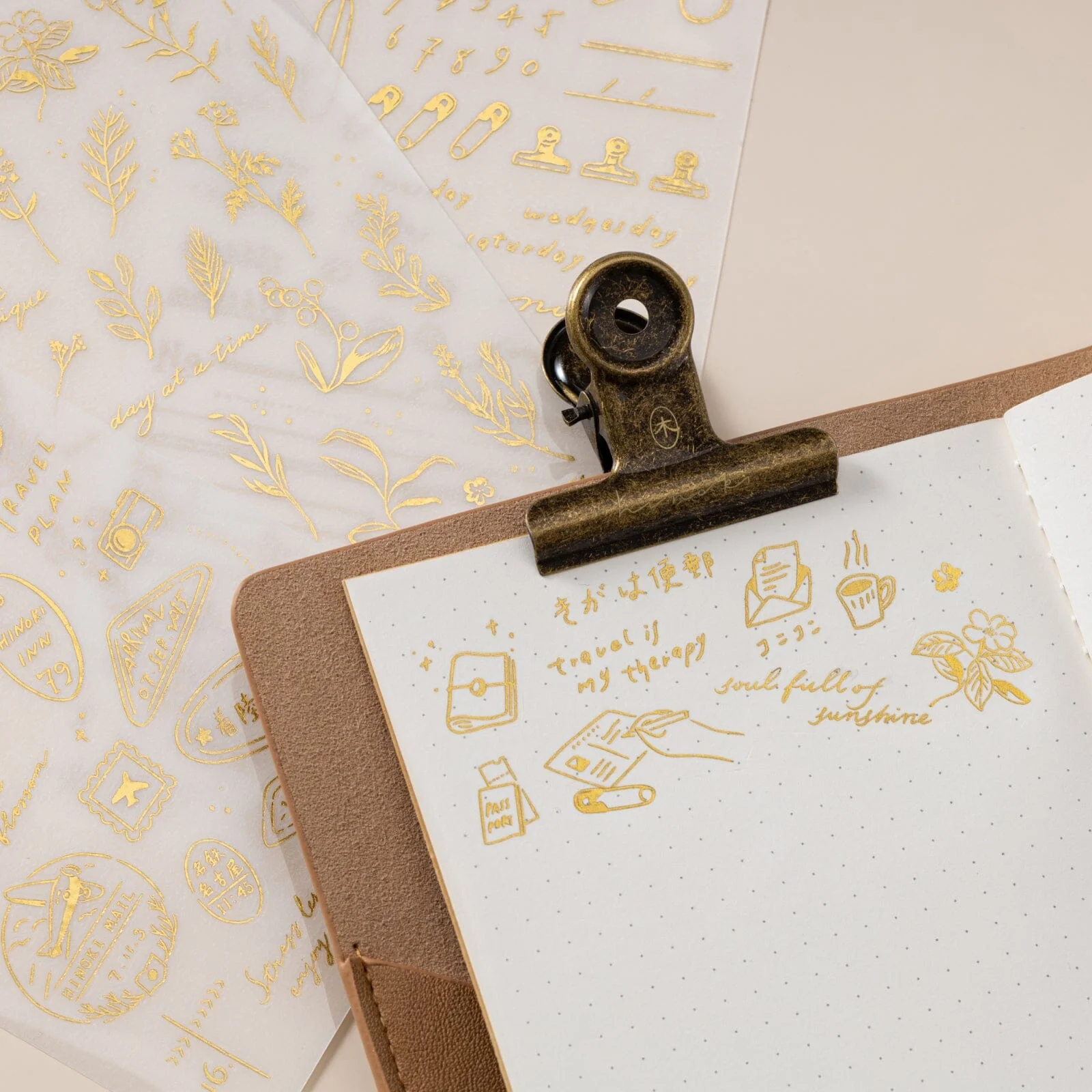 Hinoki - ‘Daily Essentials’ Gold Foil Print-On Sticker Set - Image 3