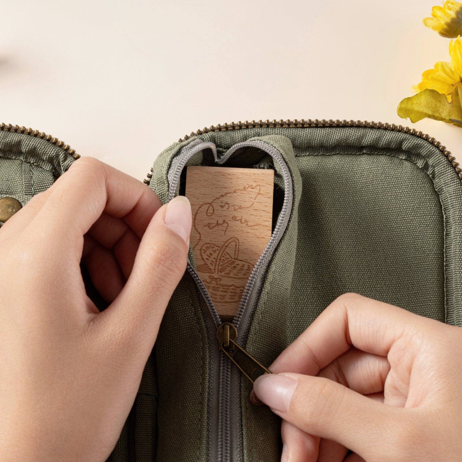 Hinoki - Forest Green Corduroy Pencil Case - Image 9