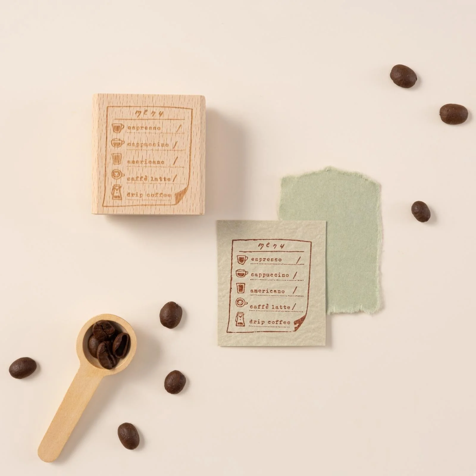 Hinoki - ‘Into the Cafe' Engraved Wooden Stamps Set - Image 12