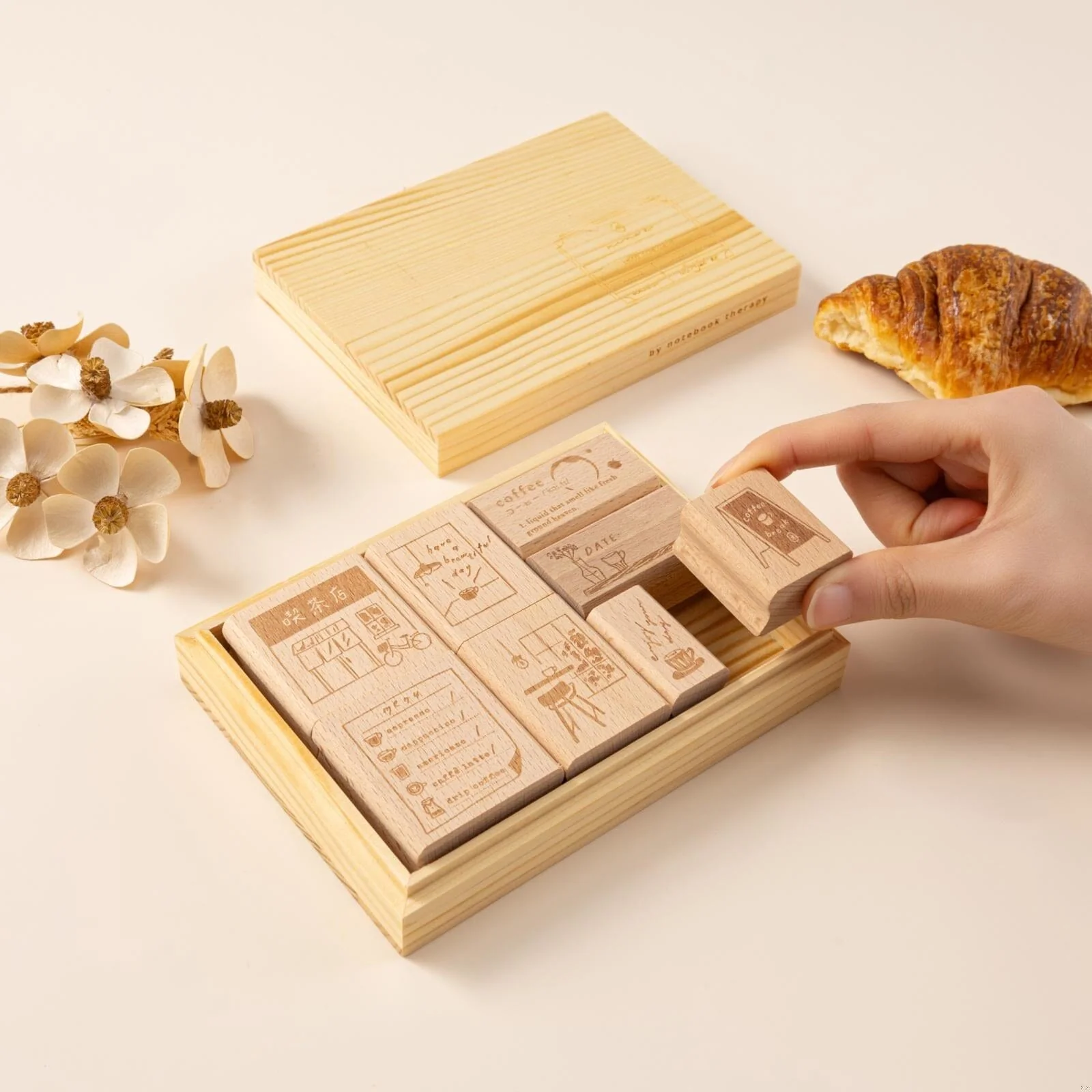 Hinoki - ‘Into the Cafe' Engraved Wooden Stamps Set - Image 13