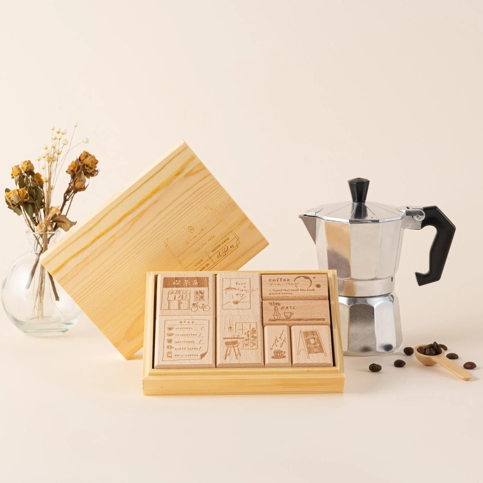 Hinoki - ‘Into the Cafe' Engraved Wooden Stamps Set - Image 15