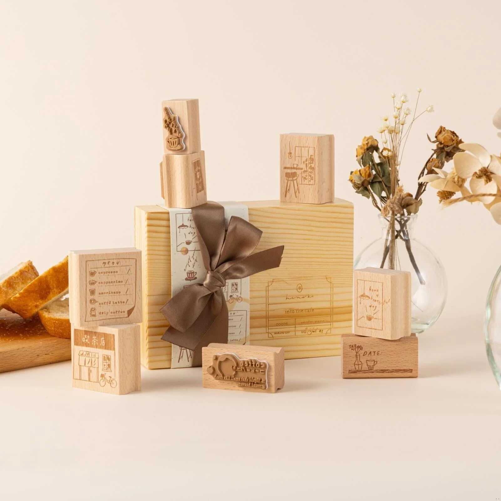 Hinoki - ‘Into the Cafe' Engraved Wooden Stamps Set - Image 8