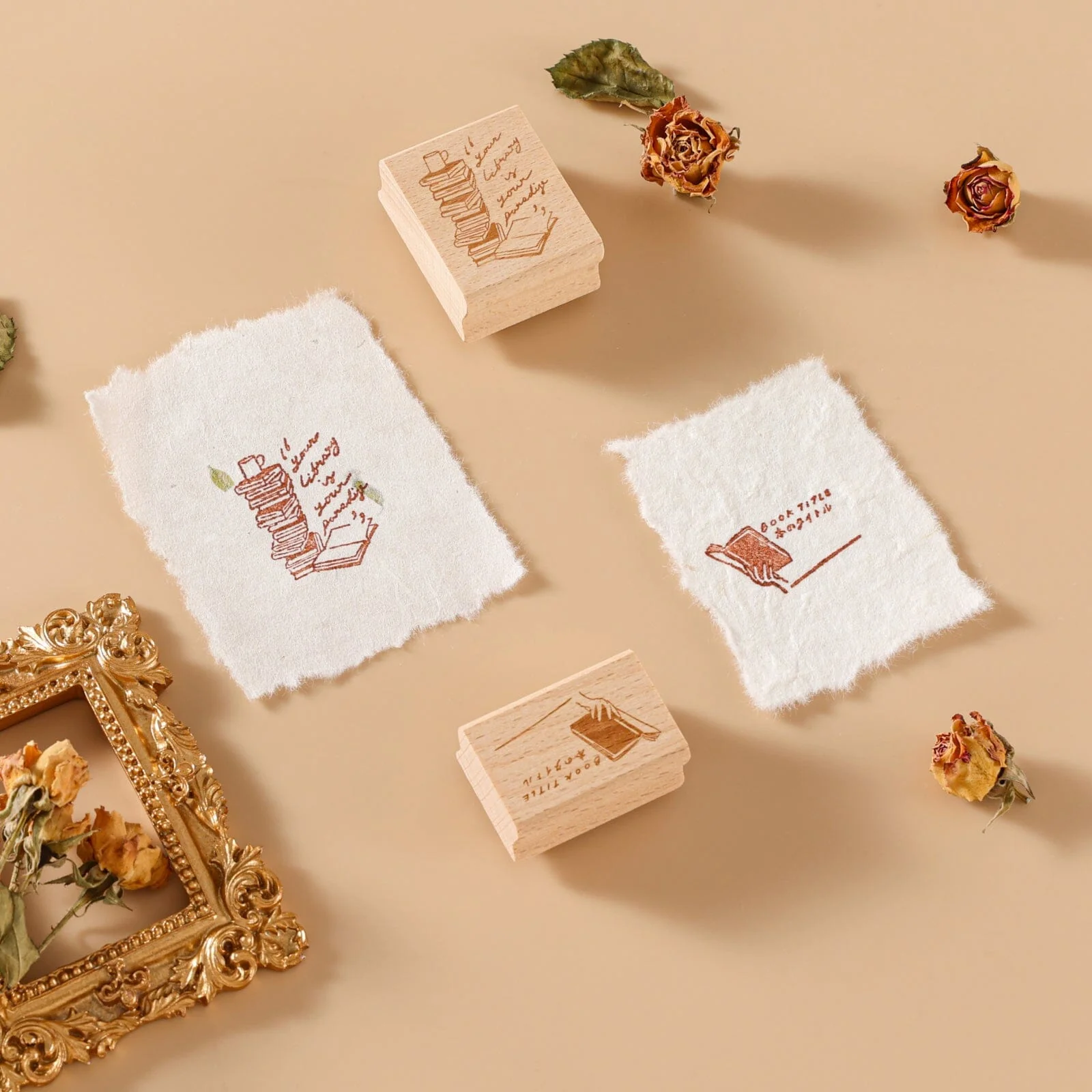 Hinoki - ‘Into the Library’ Engraved Wooden Stamp Set - Image 7