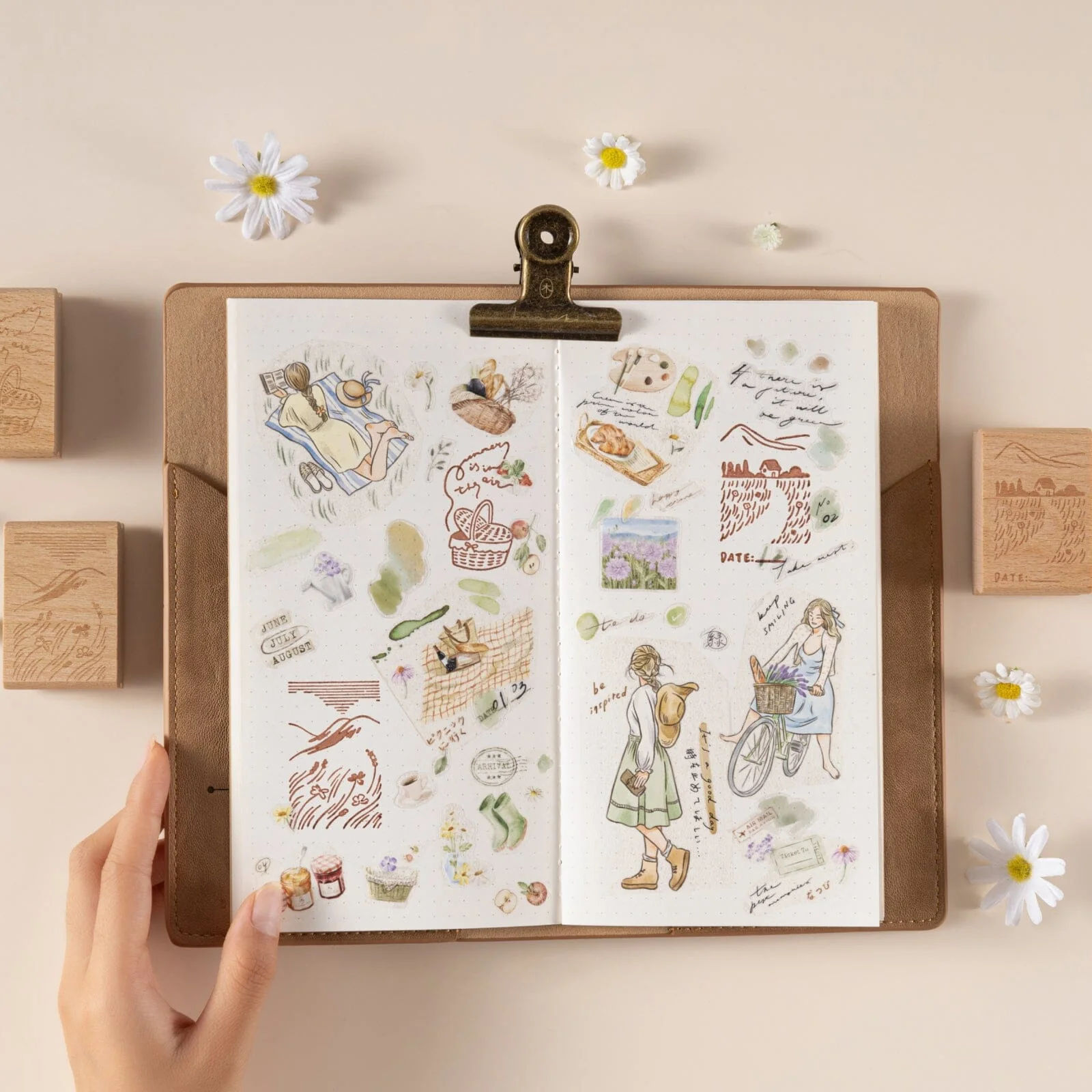 Hinoki - ‘Into the Meadow’ Engraved Wooden Stamp Set - Image 4