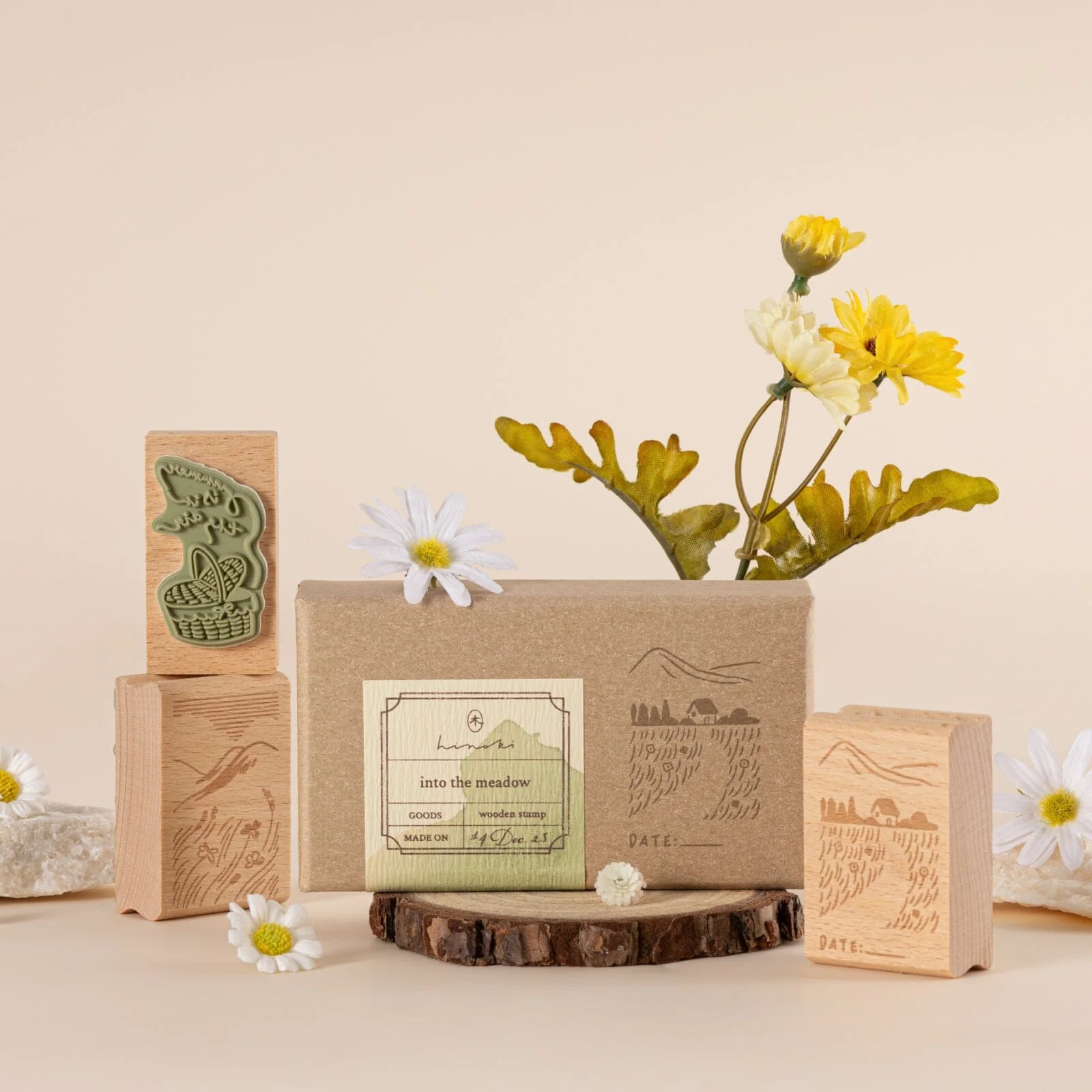 Hinoki - ‘Into the Meadow’ Engraved Wooden Stamp Set - Image 6