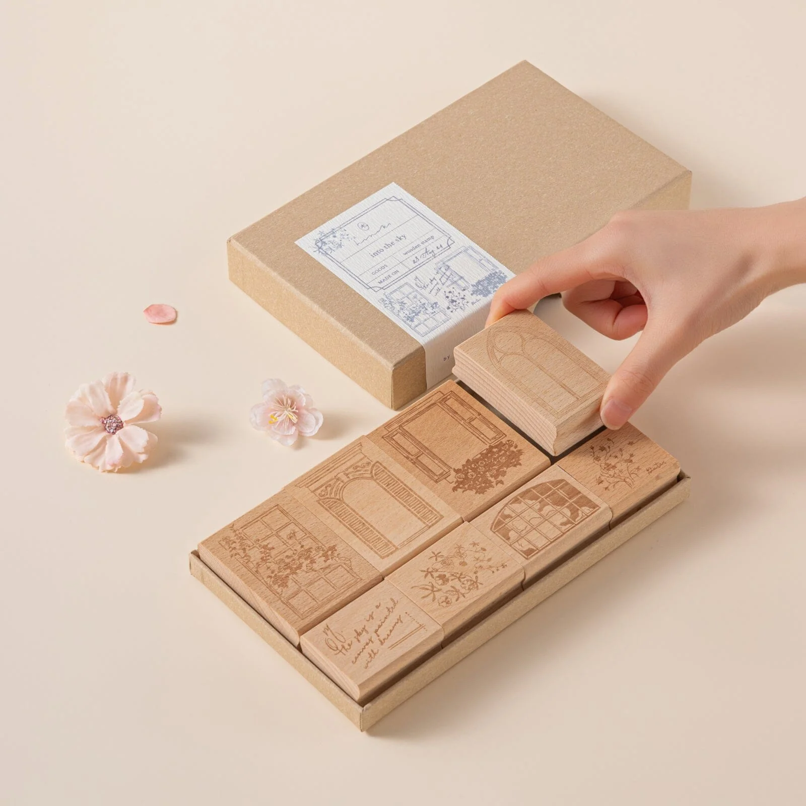 Hinoki - ‘Into the Sky’ Engraved Wooden Stamp Set - Image 15