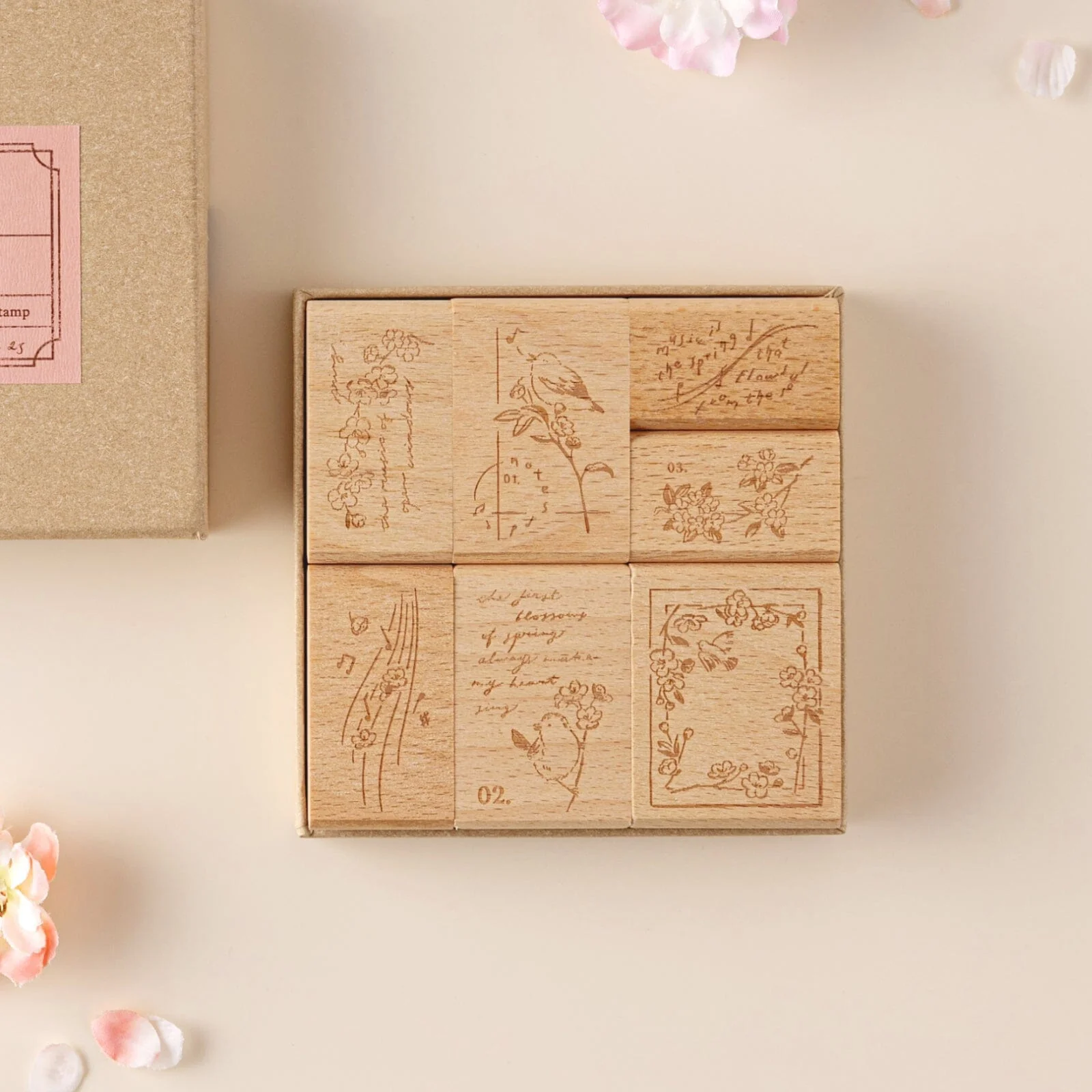 Hinoki - ‘Into the Song' Engraved Wooden Stamps Set - Image 2