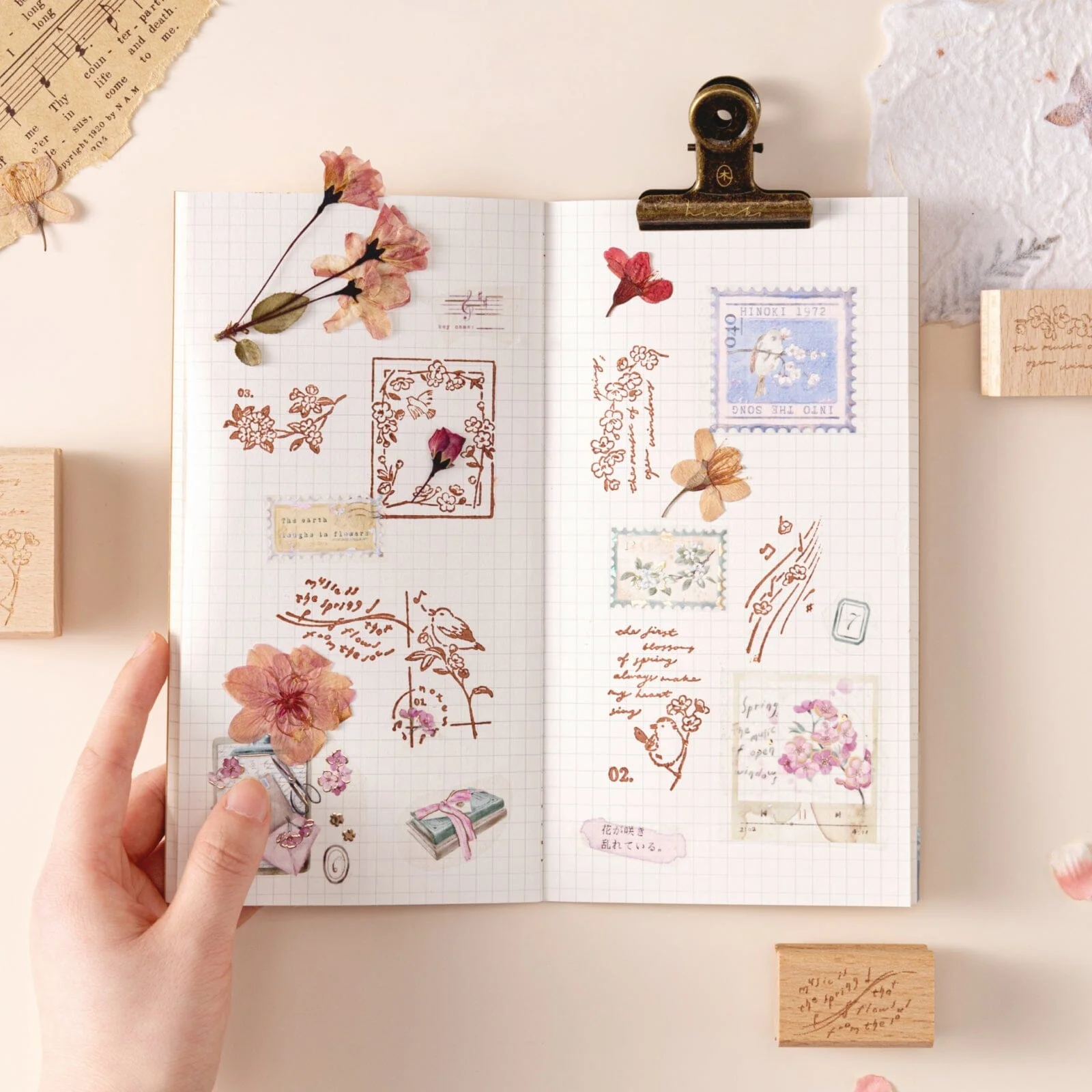 Hinoki - ‘Into the Song' Engraved Wooden Stamps Set - Image 4