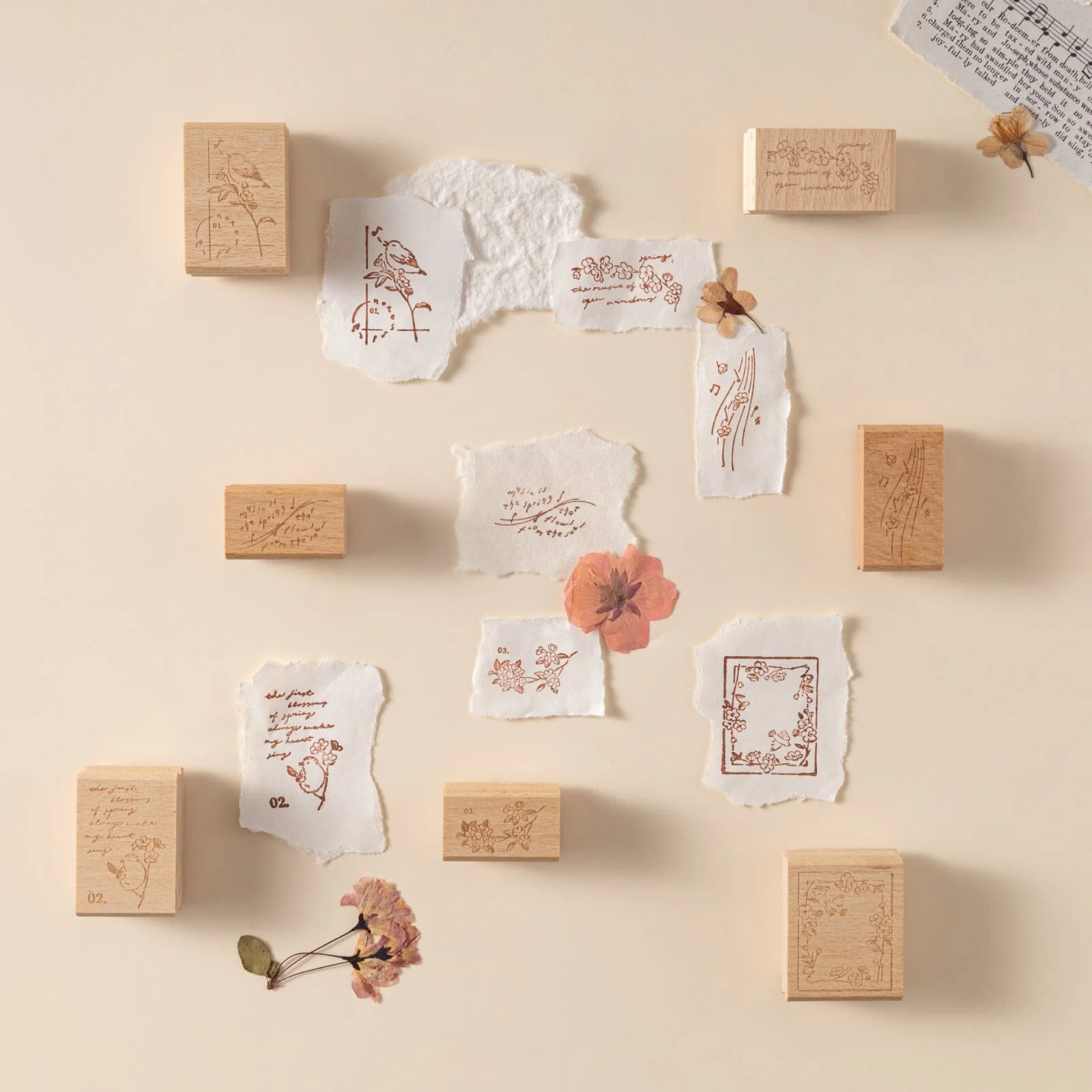 Hinoki - ‘Into the Song' Engraved Wooden Stamps Set - Image 6