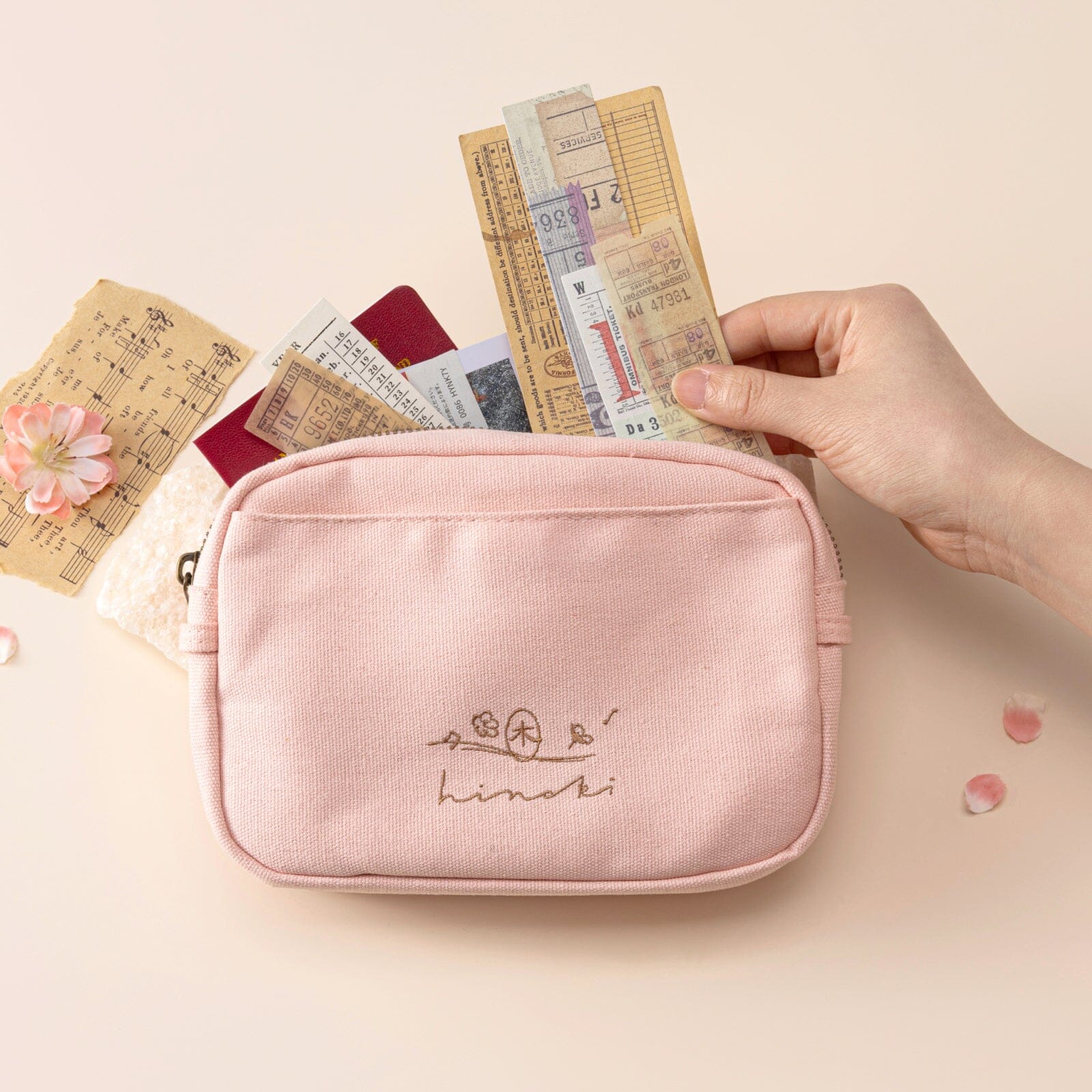Hinoki - Pink Canvas Travel Pouch - Image 14