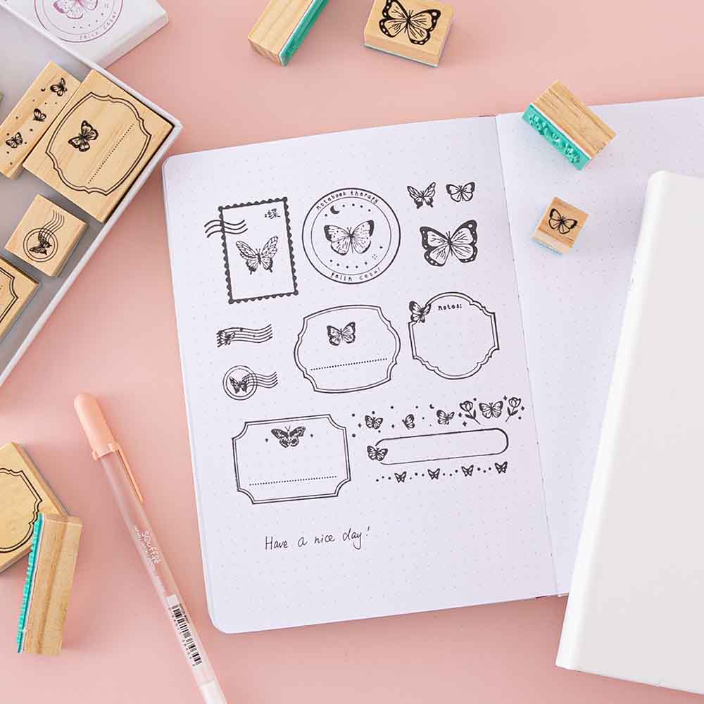 Tsuki ‘Flutter + Dream’ Bullet Journal Stamp Set by Notebook Therapy x Pelinkan ☾ - Image 8