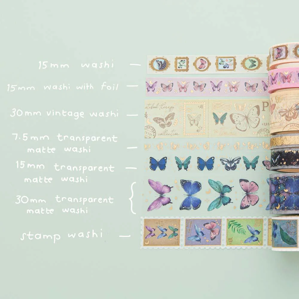 Tsuki ‘Flutter + Dream’ Washi Tape Set by Notebook Therapy x Pelinkan ☾ - Image 5