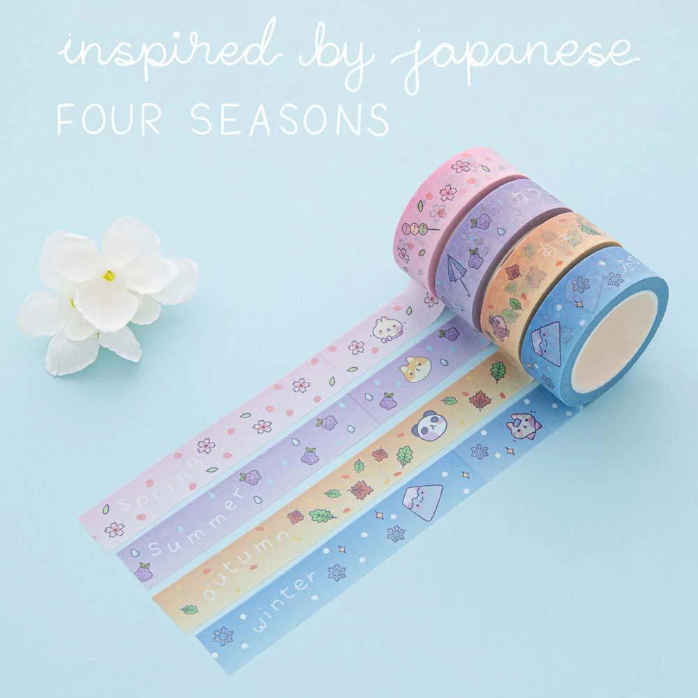 Tsuki ‘Four Seasons' Washi Tape Set ☾ @milkkoyo x NotebookTherapy - Image 3
