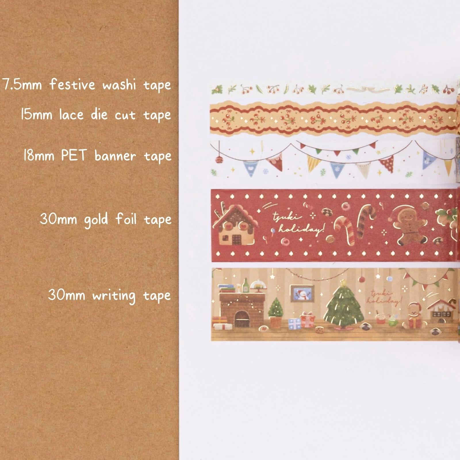 Tsuki Holiday Christmas Washi Tape Set ☾ - Image 2