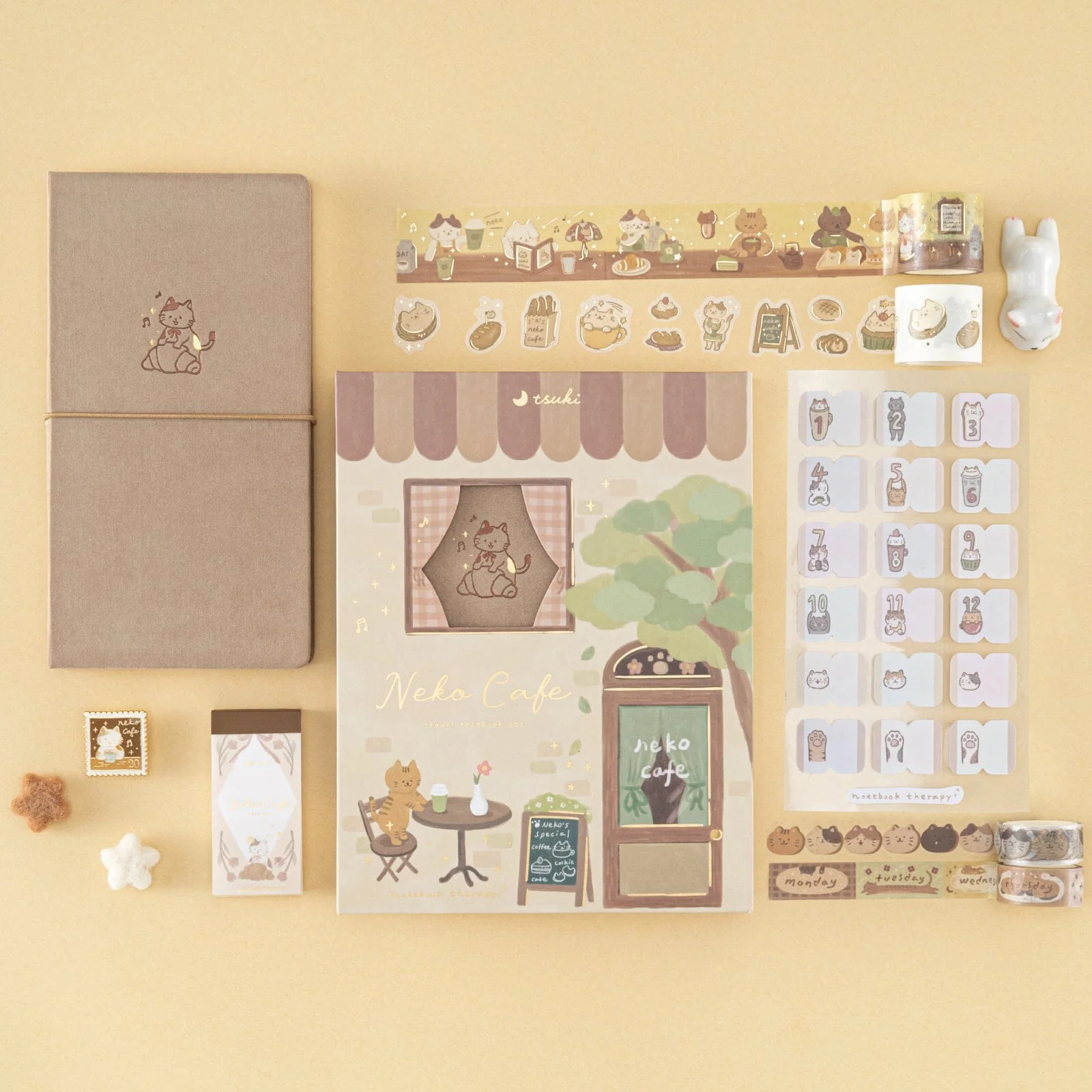 Tsuki ‘Neko Cafe’ Travel Notebook Gift Set ☾ - Image 3