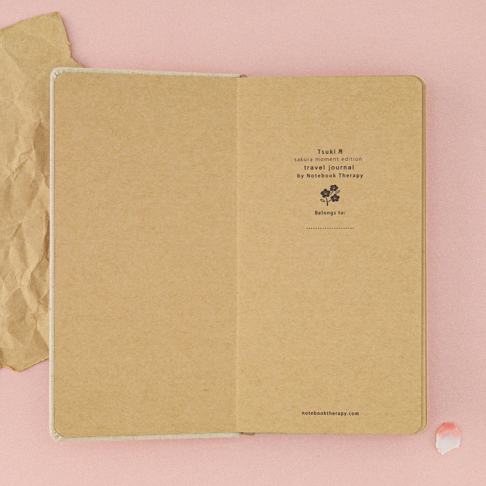 Tsuki ‘Sakura Breeze’ Kraft Paper Travel Notebook ☾ - Image 5