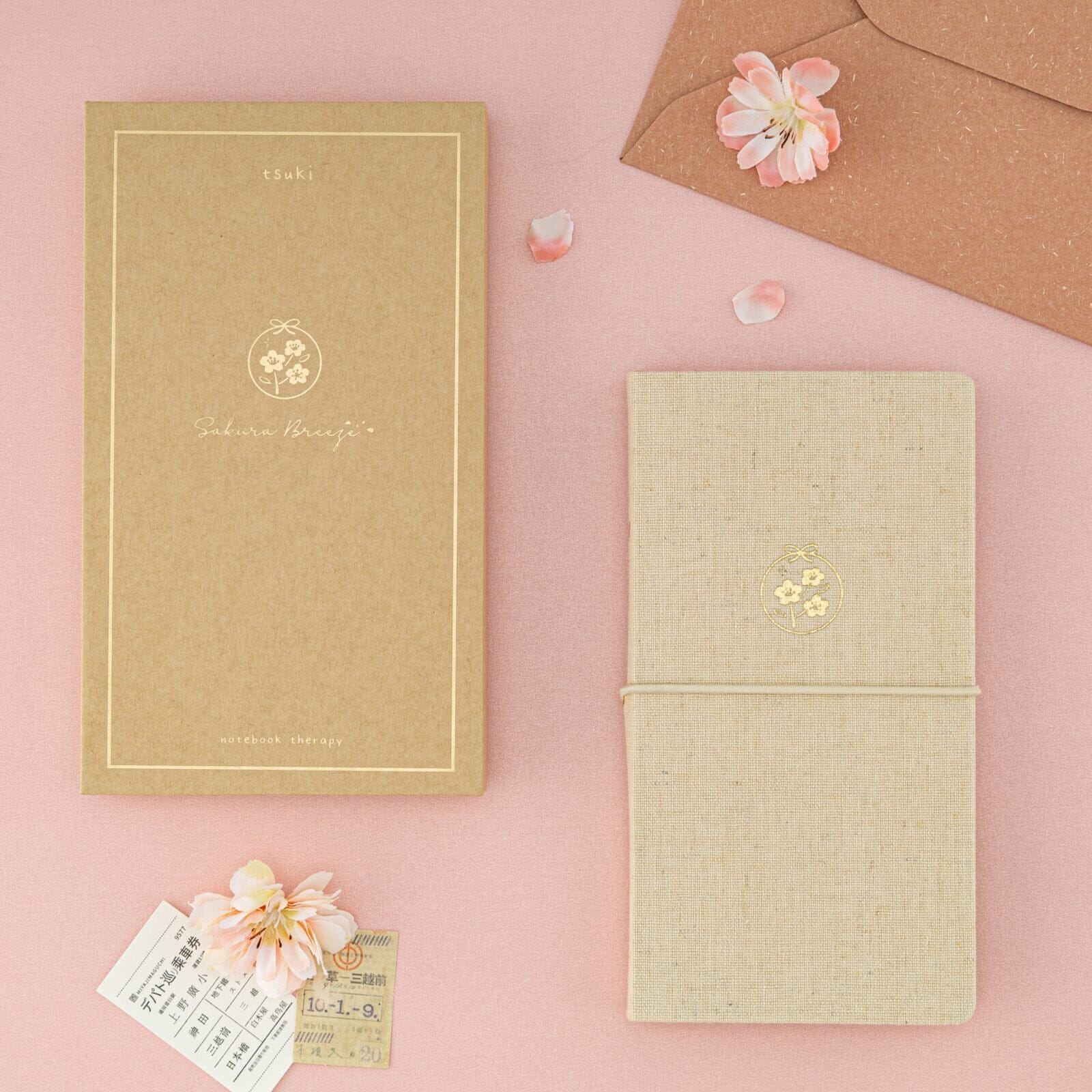 Tsuki ‘Sakura Breeze’ Kraft Paper Travel Notebook ☾ - Image 6