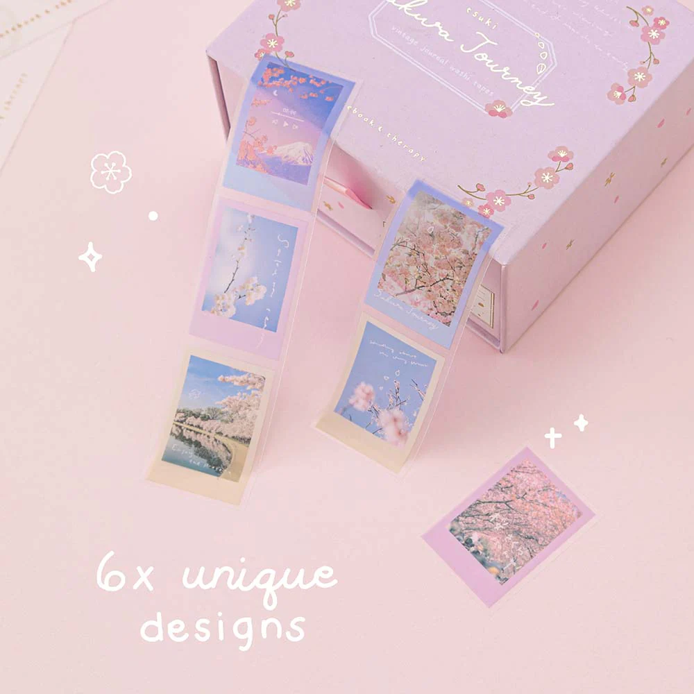 Tsuki ‘Sakura Journey’ Vintage Journal Washi Tape Set ☾ - Image 12