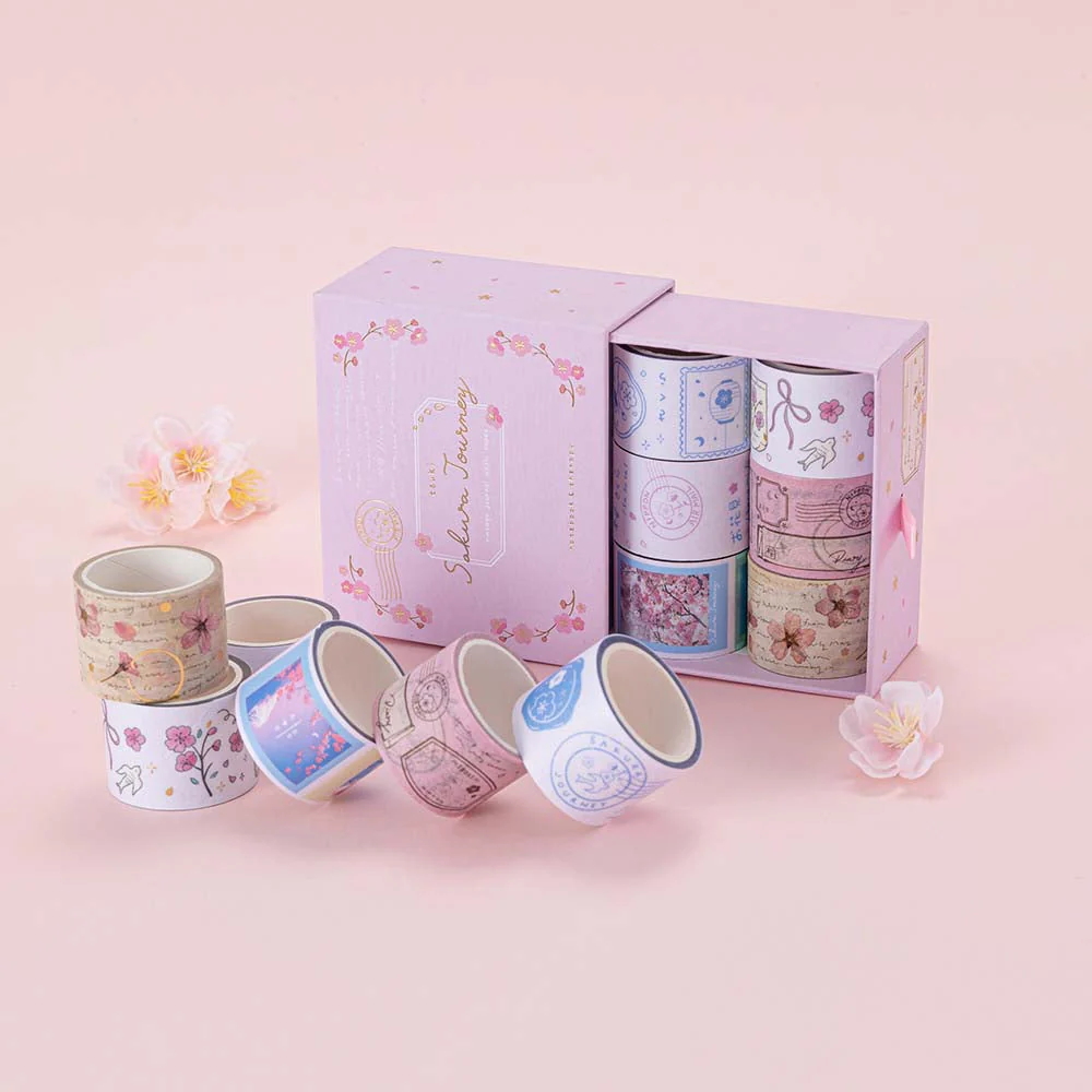 Tsuki ‘Sakura Journey’ Vintage Journal Washi Tape Set ☾ - Image 15