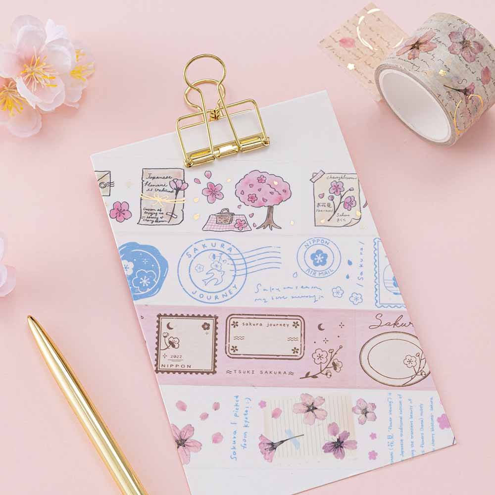 Tsuki ‘Sakura Journey’ Vintage Journal Washi Tape Set ☾ - Image 4