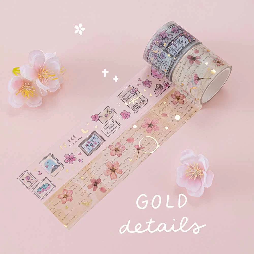 Tsuki ‘Sakura Journey’ Vintage Journal Washi Tape Set ☾ - Image 6
