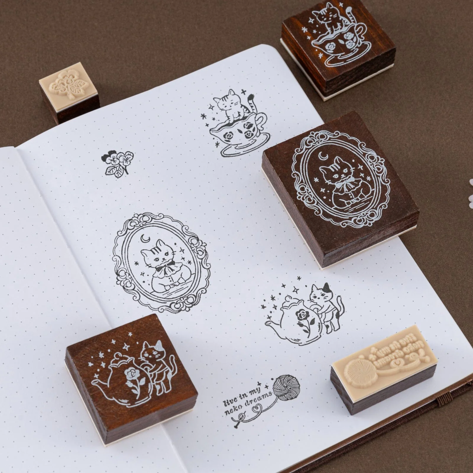 Tsuki ‘Vintage Neko’ Bullet Journal Stamp Set ☾ - Image 4