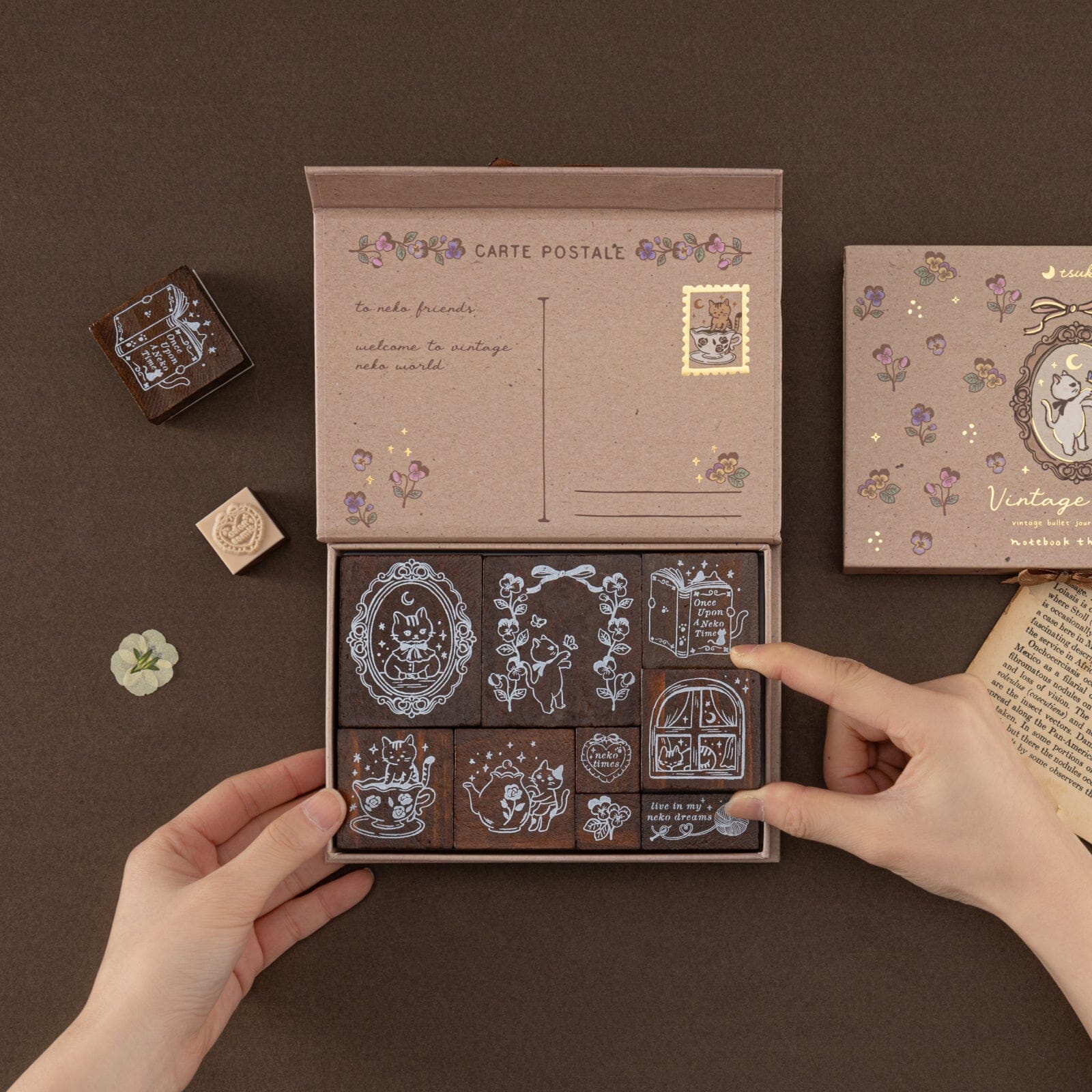 Tsuki ‘Vintage Neko’ Bullet Journal Stamp Set ☾ - Image 6