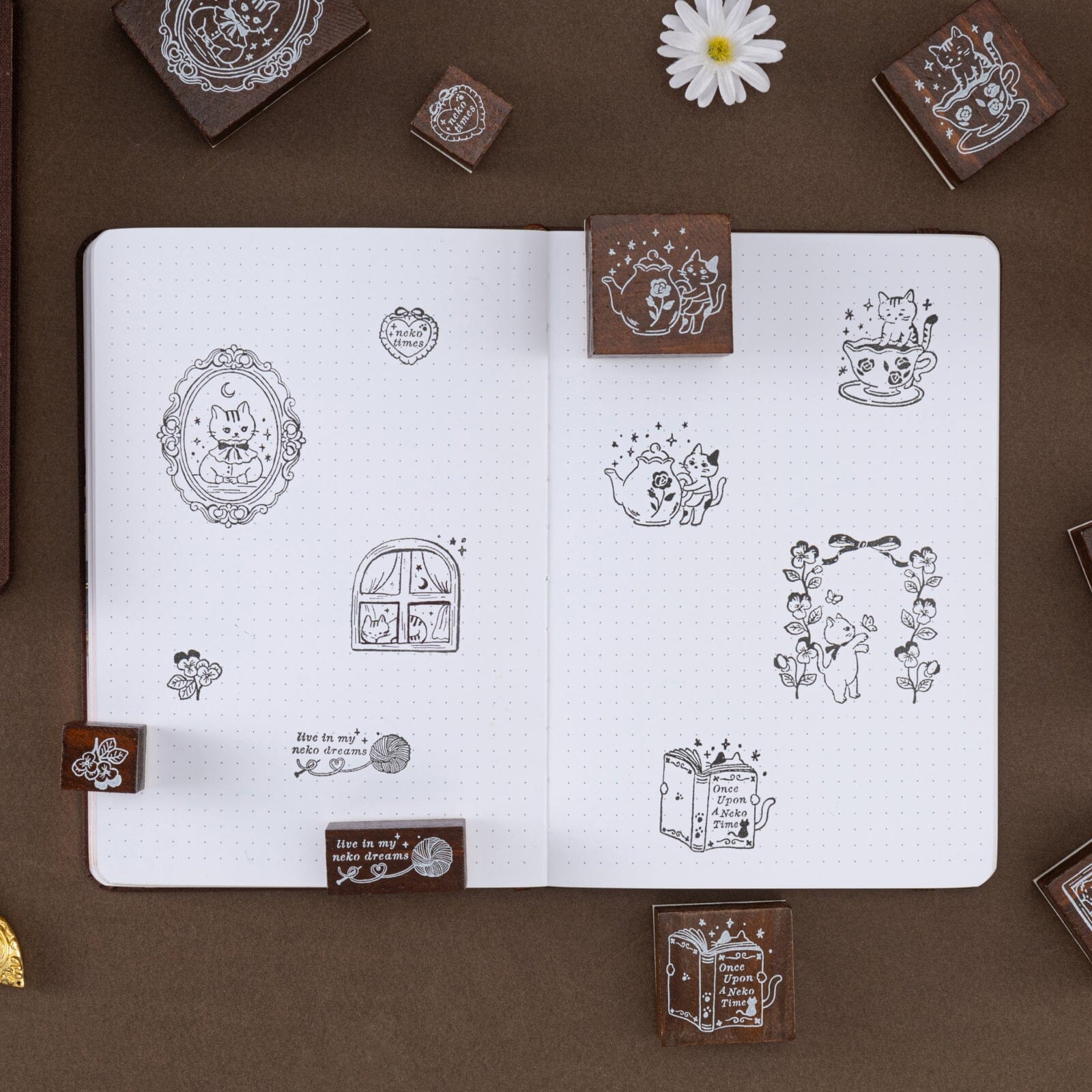 Tsuki ‘Vintage Neko’ Bullet Journal Stamp Set ☾ - Image 7