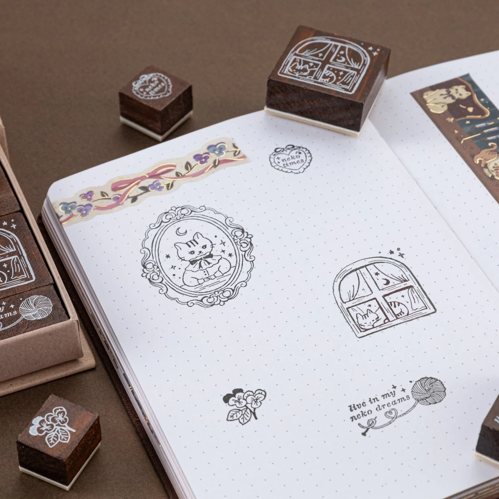Tsuki ‘Vintage Neko’ Bullet Journal Stamp Set ☾ - Image 8