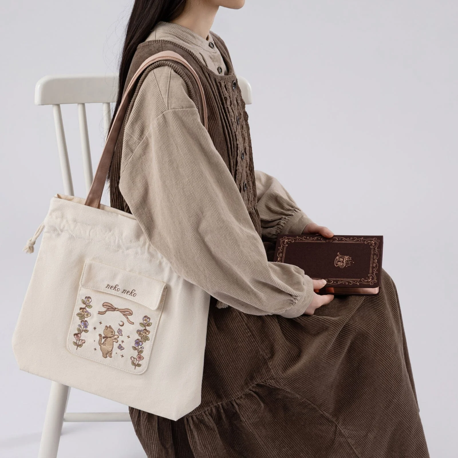 Tsuki ‘Vintage Neko’ Limited Edition Embroidered Tote Bag ☾ - Image 14