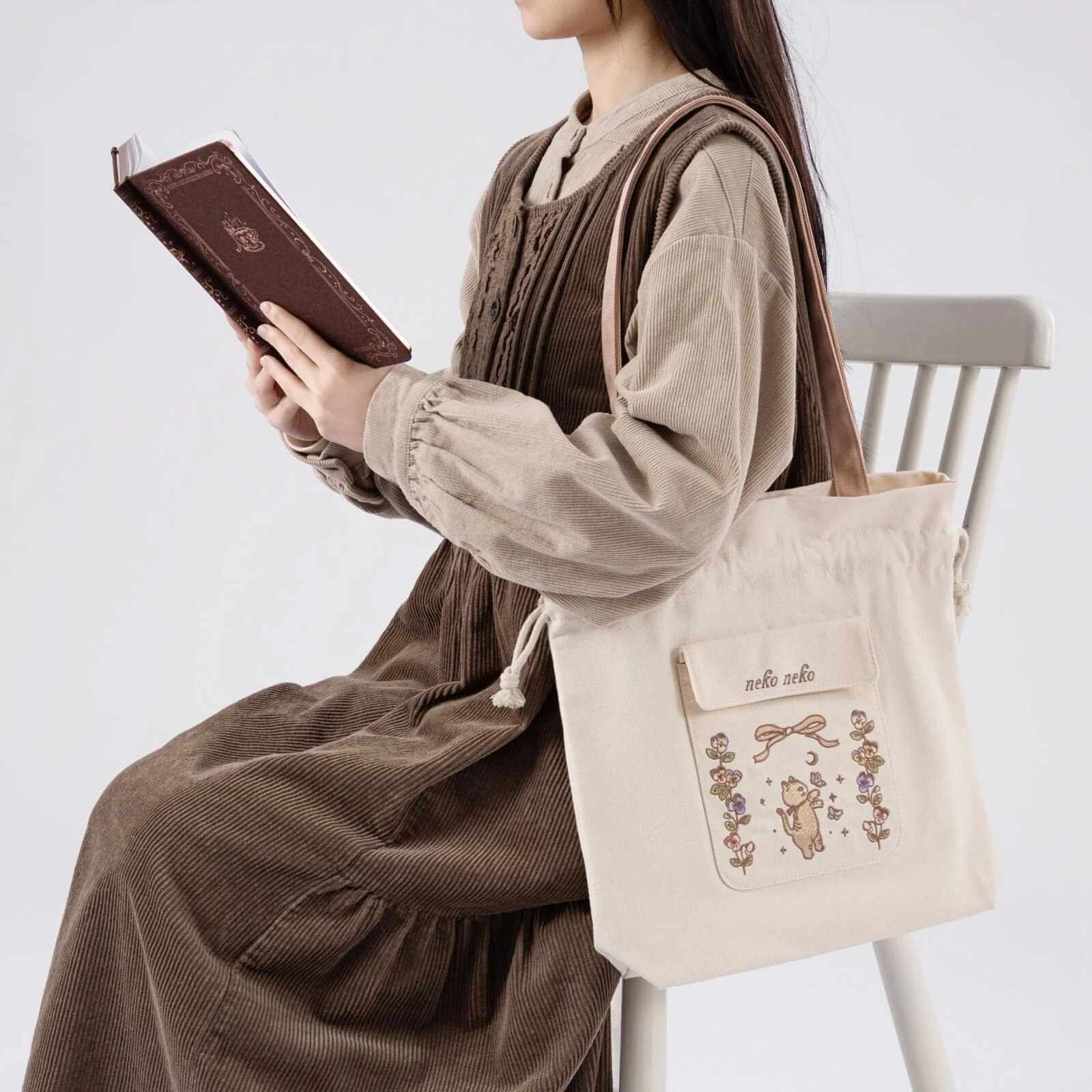Tsuki ‘Vintage Neko’ Limited Edition Embroidered Tote Bag ☾ - Image 15