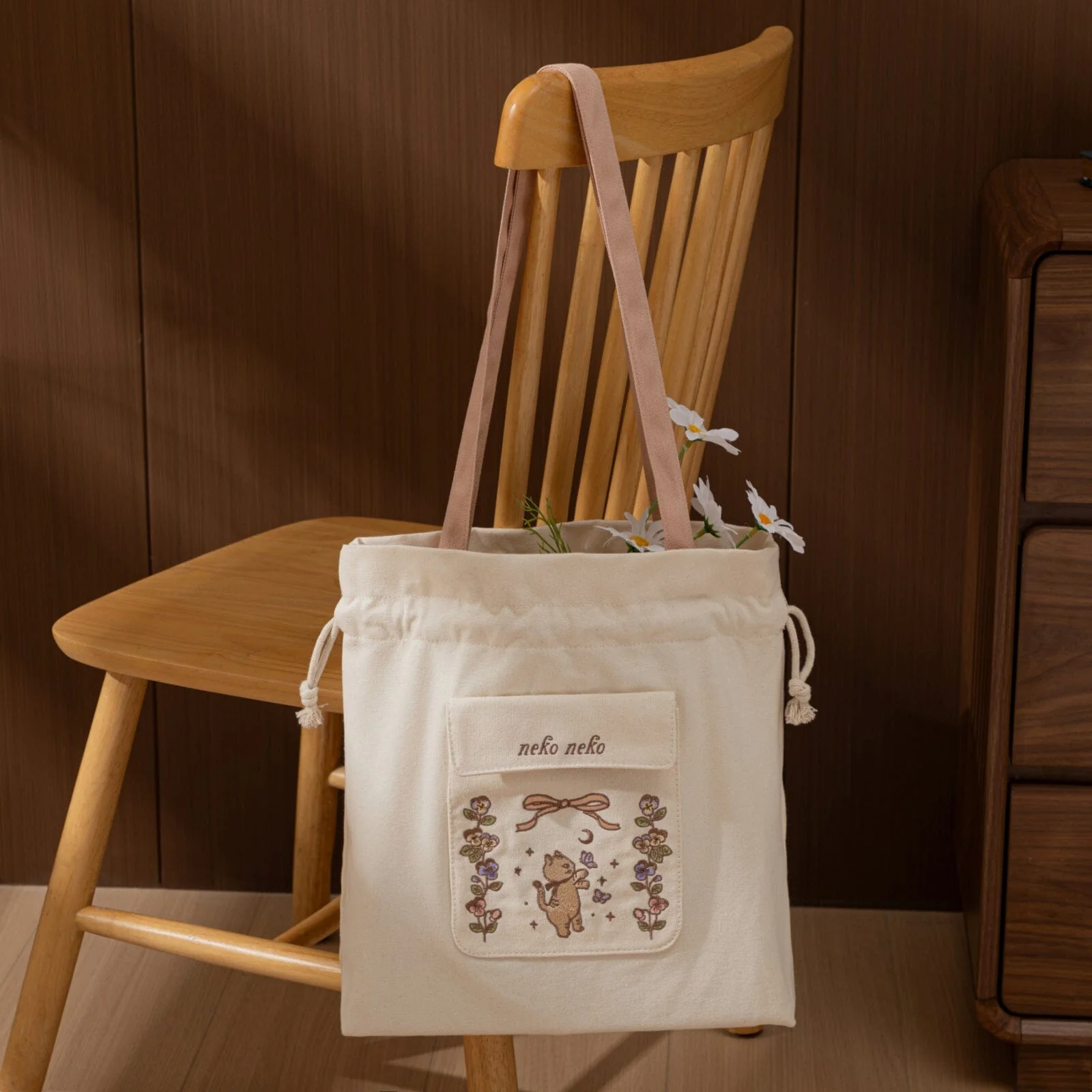 Tsuki ‘Vintage Neko’ Limited Edition Embroidered Tote Bag ☾ - Image 7