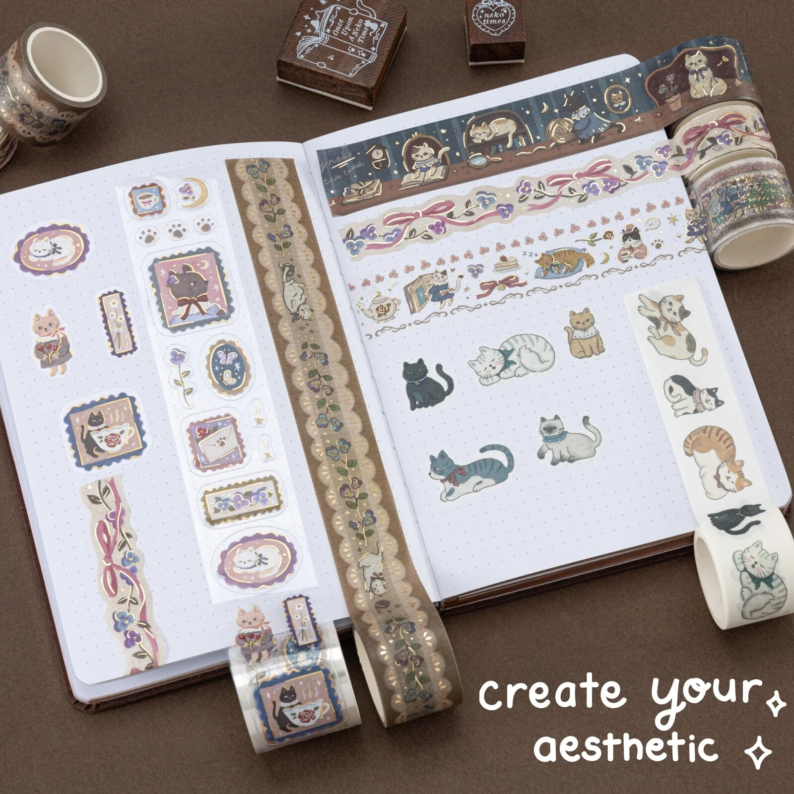 Tsuki ‘Vintage Neko’ Washi Tape Set ☾ - Image 14