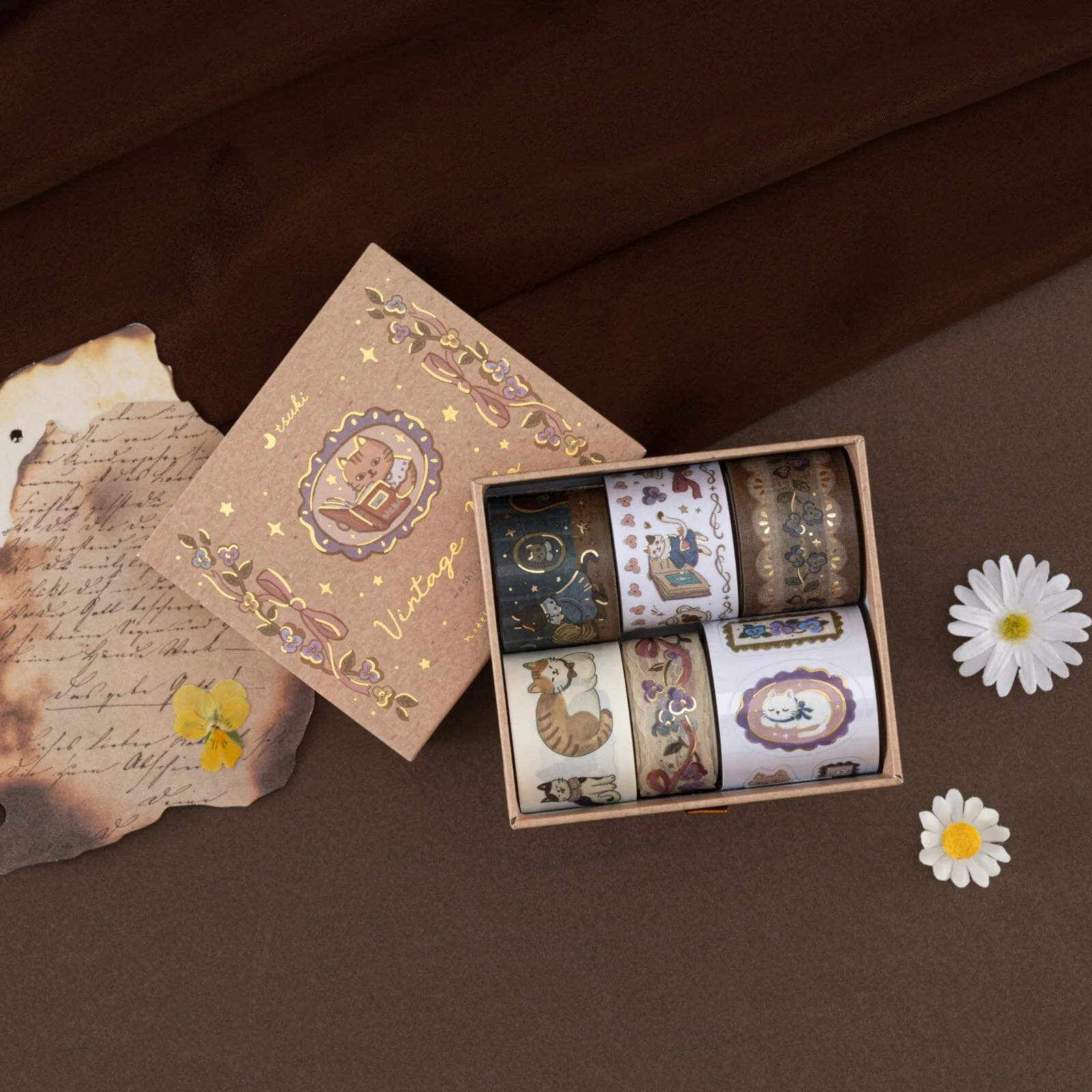 Tsuki ‘Vintage Neko’ Washi Tape Set ☾ - Image 19