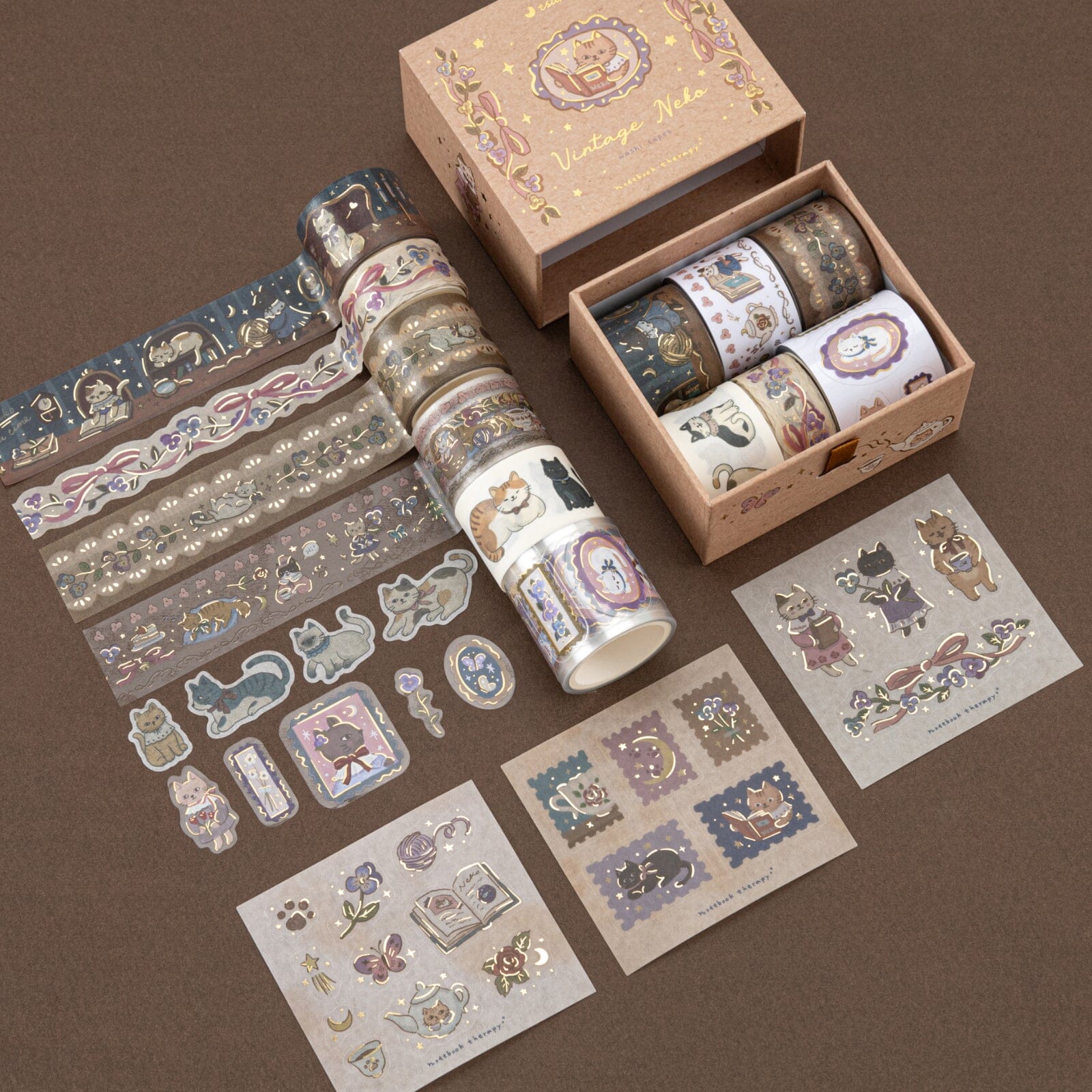 Tsuki ‘Vintage Neko’ Washi Tape Set ☾ - Image 5