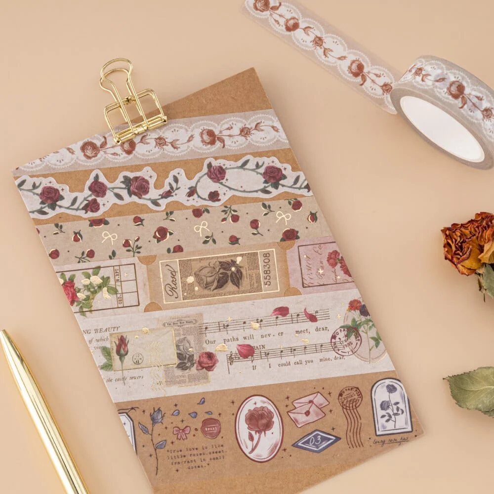 Tsuki ‘Vintage Rose’ #2 Washi Tape Set ☾ - Image 5